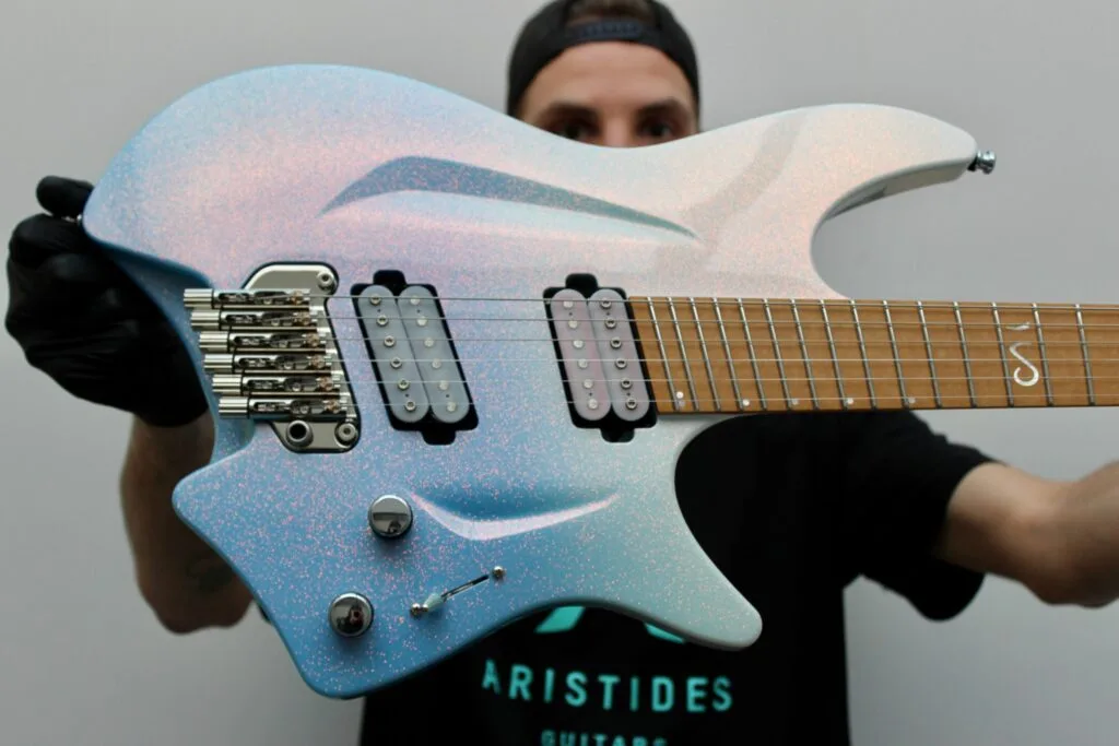 H/06 Light Blue Arctic Sunset Sparkle Fade | Aristides Guitars