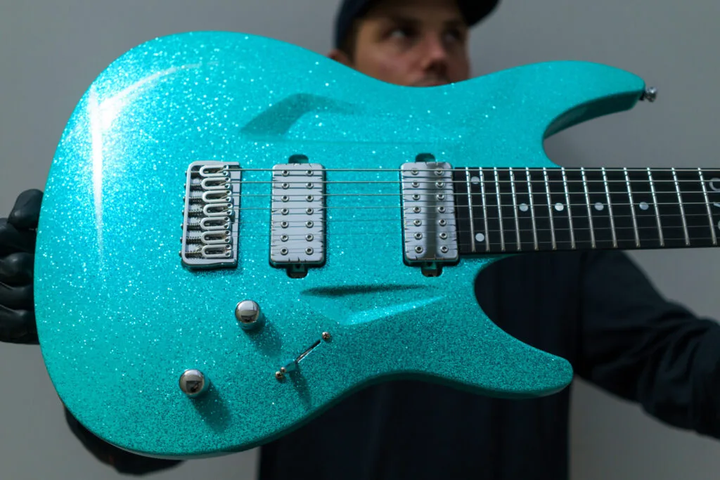 ギター aqua 070 Aqua Green Sparkle | Aristides Guitars
