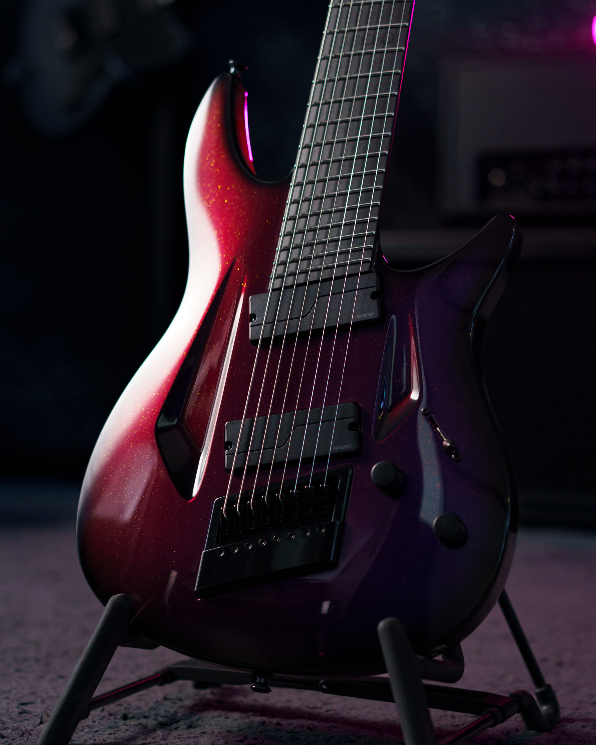 080S Purple/Red Chameleon w/ Galactic Sparkles Custom | Aristides Guitars