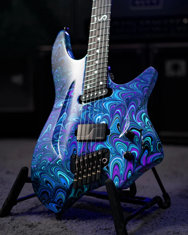 Aristides H/06 Custom Swirl by @bonvillain_design_studio featuring a @fishmanmusic Modern and Single Width in the neck! 🌌