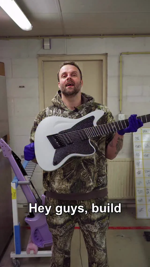 Build of the Week Aristides STX7SR Light Grey equipped with a gorgeous galactic sparkle pick guard and the fantastic @bareknucklepickupsofficial Halcyons!