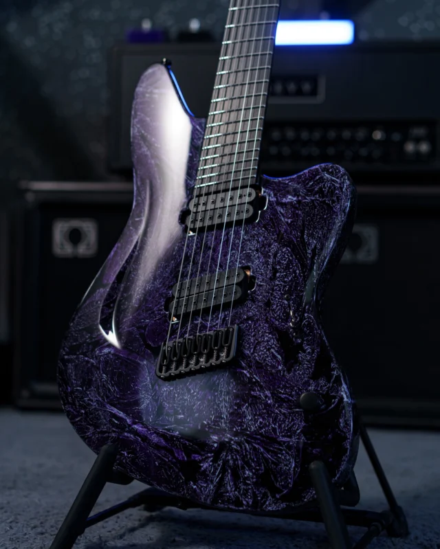 Aristides STX7S Purple Shattered Gloss featuring @lundgrenguitarpickups Black Heavens!