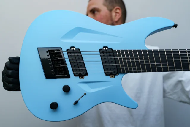Aristides 070SR Light Blue equipped with a multiscale @evertune and @bareknucklepickupsofficial Juggernauts!