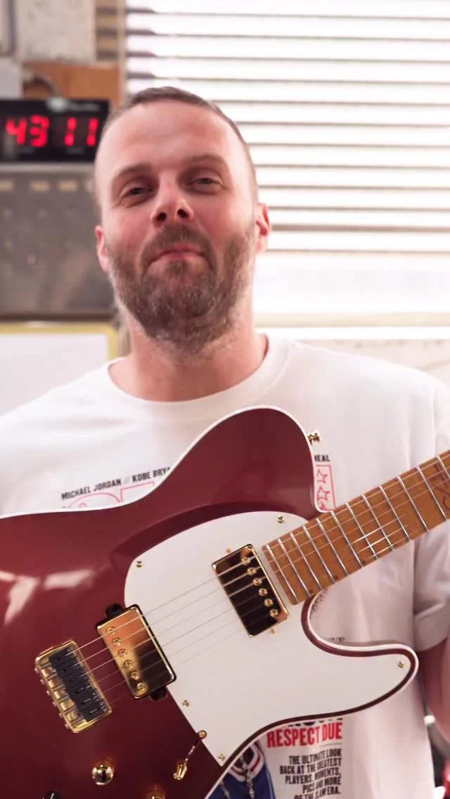 Build of the Week Aristides T/0 Rose Gold Chameleon Gloss with White Binding, white raw pickguard, a ghost saddle piezo system, and @bareknucklepickupsofficial PolyMath bridge and PolyPaf neck!