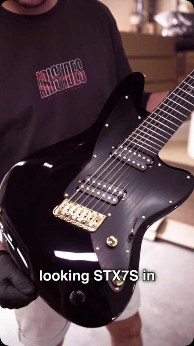 Build of the Week STX7S Black Gloss with a black pickguard, killswitch, and Bareknuckle pickups!