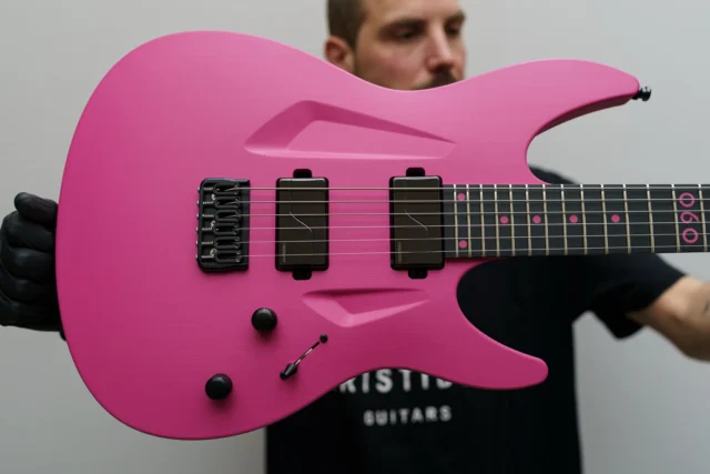 Aristides 060R Pink loaded with @fishmanmusic Fluence Moderns!