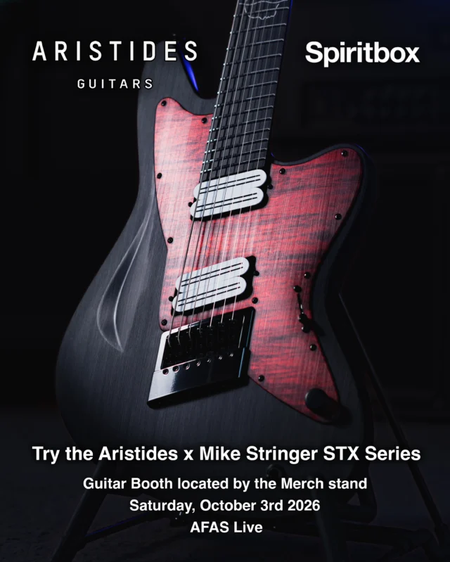 We’re coming to the @spiritboxmusic show at @afaslive this Saturday, October 3rd!Come by our booth (located near the merch stand) to try out the Aristides x Mike Stringer STX Series!